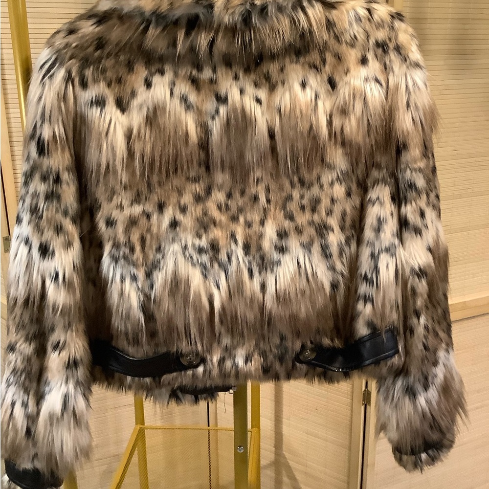 MAJORELLE Beige Leopard-Print Teddy Jacket - Picture 3 of 3